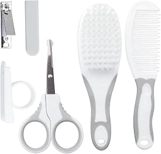 Buba Kit Cuidados Baby Cinza Tamanho Único | Escova, Pente, Tesoura, Cortador de Unhas