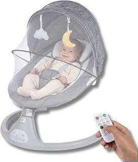 Cadeira de Descanso e Balanço para Bebê Bliss Baby Style com Música, Mosquiteiro e Controle Remoto (Cinza)