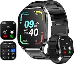 Smartwatch Relógio Inteligente, Tela1,96" AMOLED, IP68 à Prova d'Água, Ligações Bluetooth, 100+ Modos Esportivos, Assistente de Voz, Compatível com iOS/Android, Unissex, Inclui 2 Pulseiras (Preto)