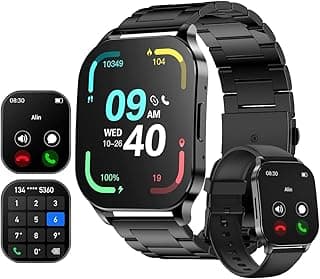Smartwatch Relógio Inteligente, Tela1,96" AMOLED, IP68 à Prova d'Água, Ligações Bluetooth, 100+ Modos Esportivos, Assistente de Voz, Compatível com iOS/Android, Unissex, Inclui 2 Pulseiras (Preto)