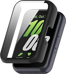 Capa Bumper com Película Compatível com Samsung Galaxy Fit 3 - Case Protetora para Smartwatch, cor Preto