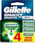 Gillette Mach3 Sensitive Carga Aparelho de Barbear com Aloe 4 Unidades
