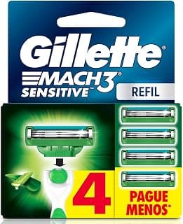 Gillette Mach3 Sensitive Carga Aparelho de Barbear com Aloe 4 Unidades