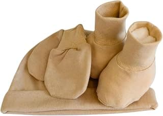 Kit Touca Luva Pantufa Bebê Recém Nascido Enxoval Maternidade Algodão Antialérgico Menino Menina Unissex MXC BRASIL
