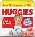 Fralda Descartável Huggies Máxima Proteção Tamanho XXXL 128 unidades – Fralda aberta com tecnologia Xtra-Flex, canais em X que se adaptam aos movimentos e máxima proteção sem fralda caída