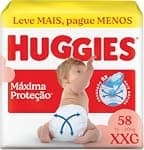 Fralda Descartável Huggies Máxima Proteção Tamanho XXG 58 unidades – Fralda aberta com tecnologia Xtra-Flex, canais em X que se adaptam aos movimentos e máxima proteção sem fralda caída