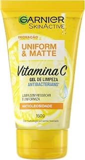 Garnier Express Aclara Gel de Limpeza Facial Hidratante, Ação Antibacteriana e Antimanchas que Controla a Oleosidade com Vitamina C e Pantenol para Pele Oleosa, 150ml